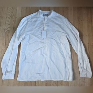 MNG Men's Buttondown Collarless White Shirt Size S